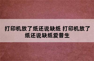 打印机放了纸还说缺纸 打印机放了纸还说缺纸爱普生